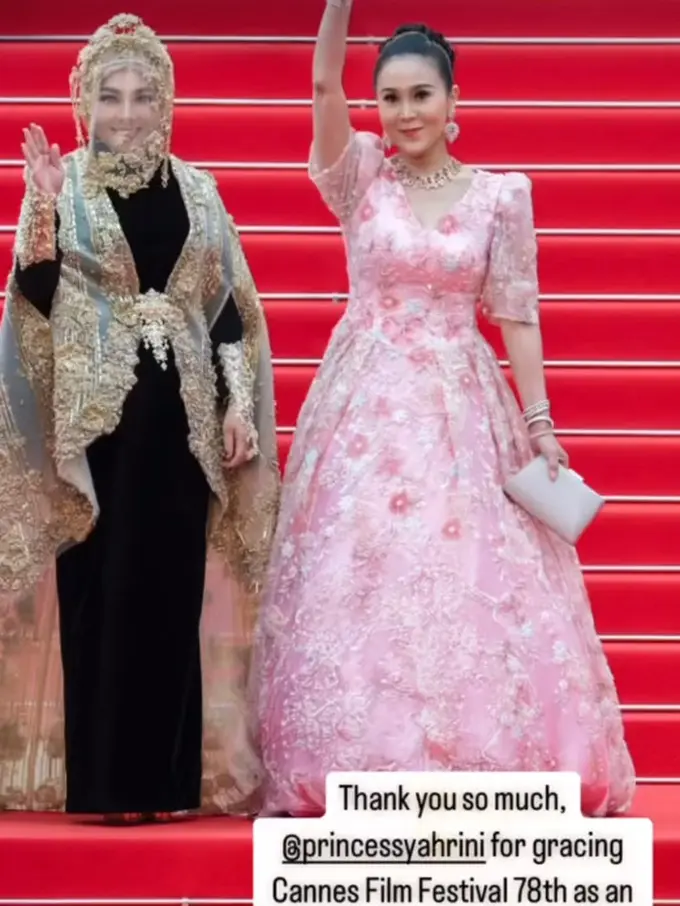 Syahrini Kembali Gebrak Festival Film Cannes 2025, Tampil Bak Pengantin dengan Penutup Wajah Emas