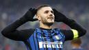 5. Mauro Icardi - Penyerang asal Argentina itu merupakan kunci kehebatan Inter Milan saat ini. Gol-gol yang diciptakan pun sering menjadi penentu kemenangan. Pria berusia 24 tahun itu memimpin top scorer dengan 16 gol. (AP/Antonio Calanni)