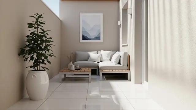 Warna Lantai Teras Rumah Kecil yang Bikin Area Depan Terasa Lebih Luas (Image by Gemini AI)