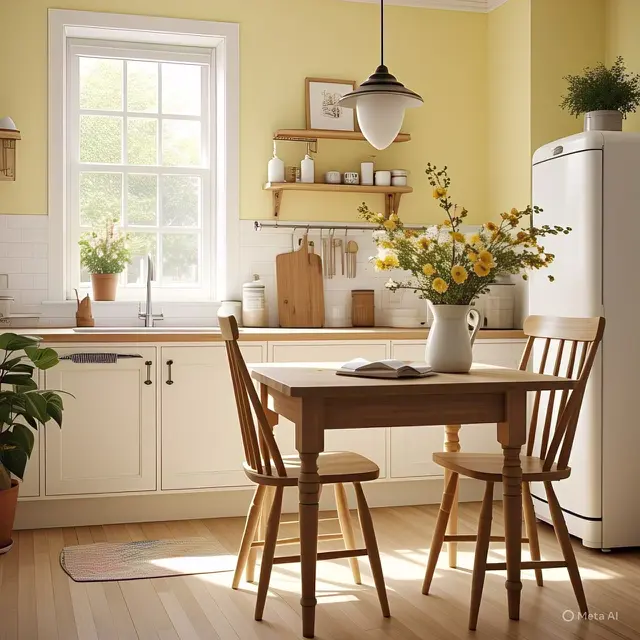 Kombinasi Warna Cat Dapur dengan Lemari Putih