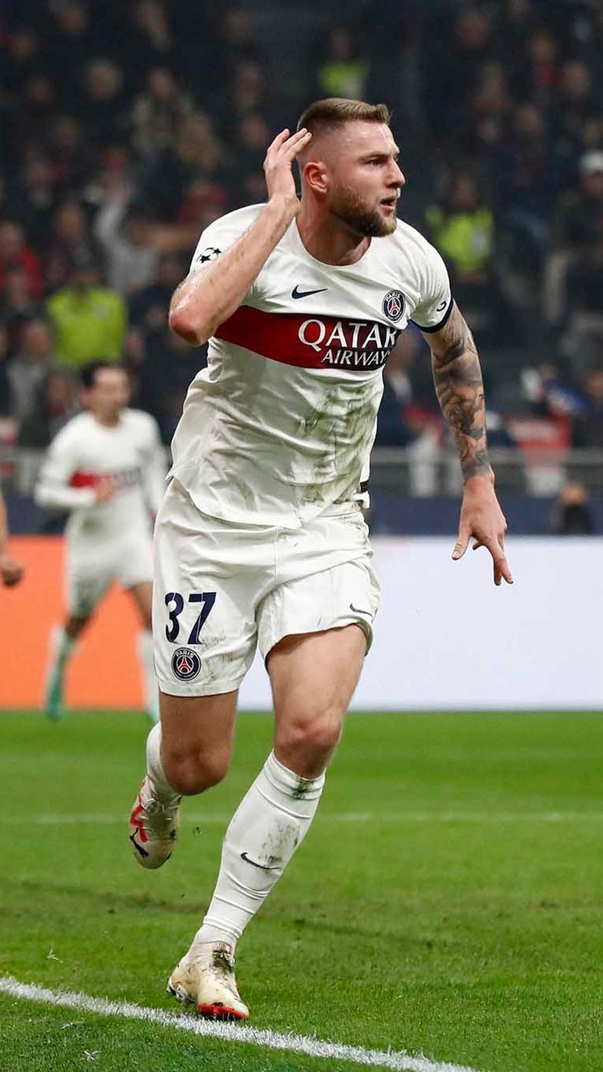 Di laga ini PSG berhasil memecah kebuntuan terlebih dahulu lewat aksi Milan Skriniar pada menit 9. REUTERS/Alessandro Garofalo&nbsp;