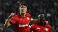 Gelandang Leverkusen, Kai Havertz, merayakan gol yang dicetaknya ke gawang FC Porto dalam laga UEFA Europa League di Stadion Dragao, Porto pada 27 Februari 2020. Bayer Leverkusen menang 3-1 atas Porto. (AFP/Miguel Riopa)