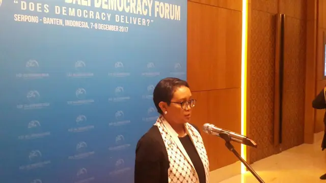 Menteri Luar Negeri RI Retno Marsudi usai memanggil Duta Besar AS untuk Indonesia Joseph Donovan (Rizki Akbar Hasan/Liputan6.com)