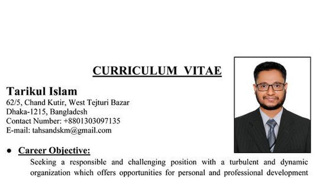 Contoh CV Formal dalam Bahasa Inggris<br>