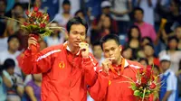 Hendra Setiawan dan Kido Markis, juara ganda putra Olimpiade Beijing 2008. (AFP/Goh Chai Hin)