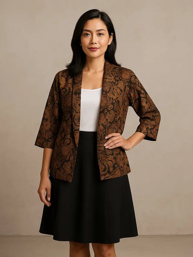 Model Baju Batik yang Cocok dengan Rok Polos untuk Acara Formal Hingga Casual/Ilustrasi gambar oleh AI