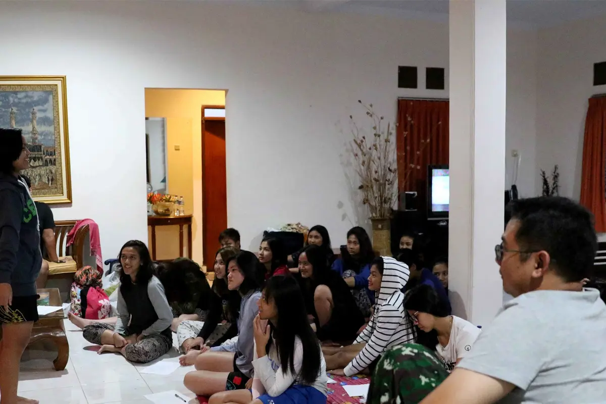 Greysia Polii/Nitya Krishinda Maheswari mengikuti sesi berbagi di Bogor
