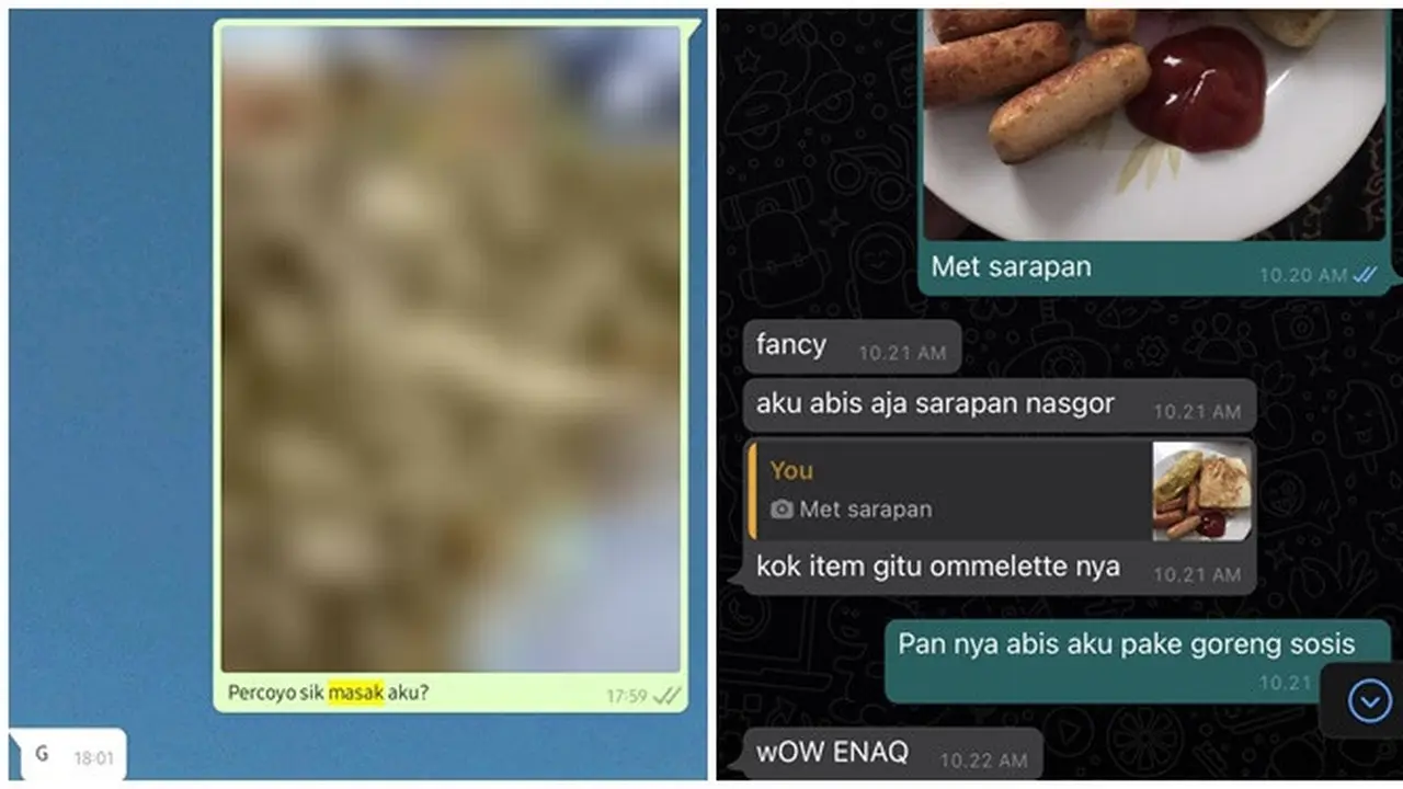 6 Potret Chat Reaksi Pacar saat Pamer Masakan Ini Responnya Bikin Gemas