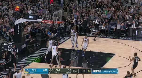 Berita video game recap NBA 2017-2018 antara San Antonio Spurs melawan Golden State Warriors dengan skor 103-90.