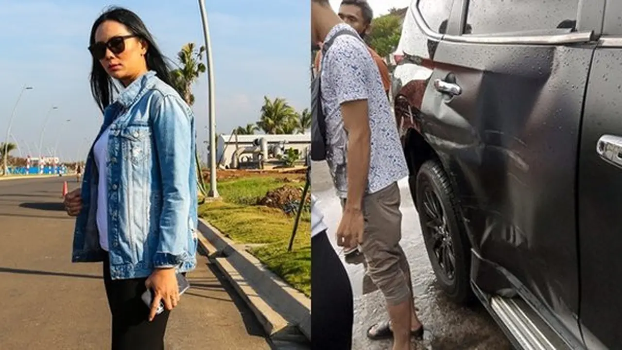 Mobil mewah Kalina Ocktarannya ditabrak sebuah mobil boks hingga ringsek