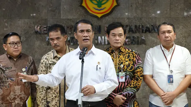 Menteri Pertanian (Mentan) Andi Amran Sulaiman dalam konferensi pers di Kantor Kementan, Jumat (6/03/2026).