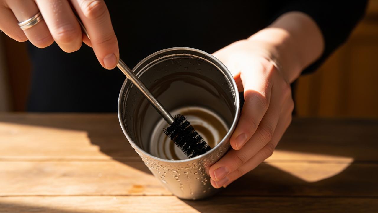Cara Menghilangkan Noda Kopi di Tumbler Stainless (AI Generated)
