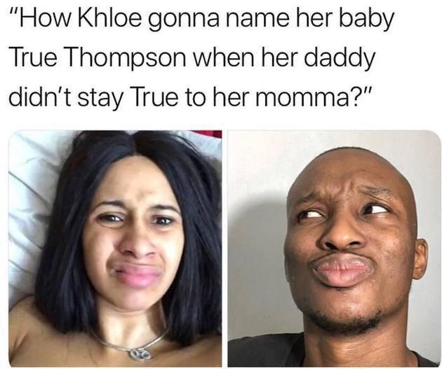 Ironis! Bahkan nama True Thompson dianggap tak pantas karena hobi Tristan Thompson yang doyan berselingkuh di belakang Khloe Kardashian./copyright as tagged