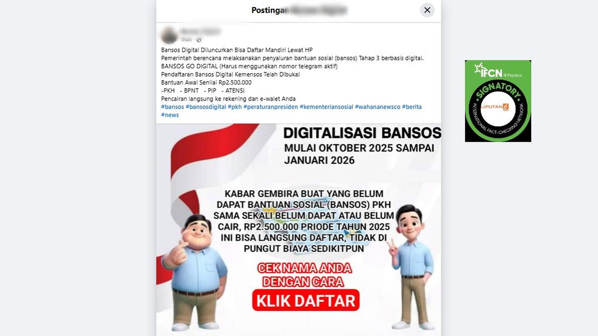 Cek Fakta: Tidak Benar Link Ini Pendaftaran Bansos Digital