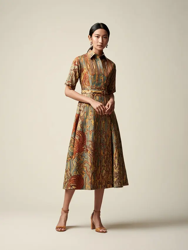 Dress Batik Kerah Shanghai Midi Dress