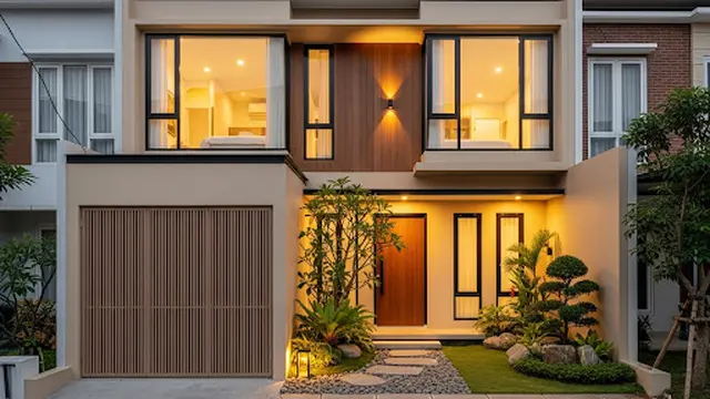 Rumah Kombinasi Krem dan Coklat Natural
