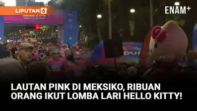 Lautan merah muda membanjiri Mexico City dalam Hello Kitty Fun Race 2025.