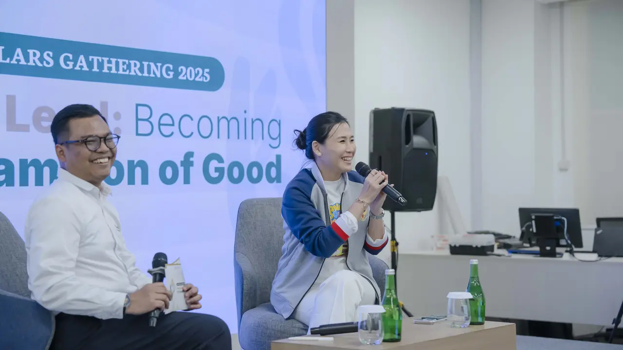 Wakil Menteri Pemberdayaan Perempuan dan Perlindungan Anak, Veronica Tan saat mengisi salah satu sesi di acara Tanoto Scholars Gathering 2025 (Istimewa)