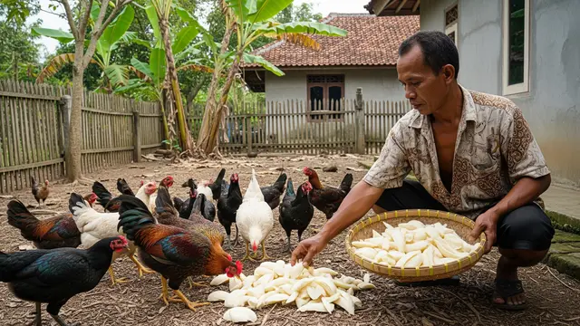 Pakan Ayam Murah dari Bahan Alami Model Singkong Rebus