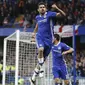 Selebrasi Pemain Chelsea, Diego Costa usai membobol gawang Middlesbrough pada lanjutan Premier League di Stamford Bridge, London, (8/5/2017). Chelsea menang 3-0. (AP/Frank Augstein)