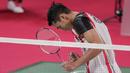 Hasil kemenangan tersebut membuat Jonatan Christie menjadi pemuncak klasemen Grup G dan kantongi tiket ke 16 besar bulu tangkis nomor tunggal putra Olimpiade Tokyo 2020. (Foto: AP/Dita Alangkara)