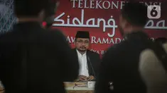 Menteri Agama Yaqut Cholil Qoumas memberikan keterangan seusai sidang Isbat penentuan awal bulan Ramadhan di Kantor Kemenag Jakarta, Jumat (1/4/2022). Pemerintah menetapkan awal bulan Ramadhan 1443 H jatuh pada hari Minggu (3/4/2022). (Liputan6.com/Faizal Fanani)