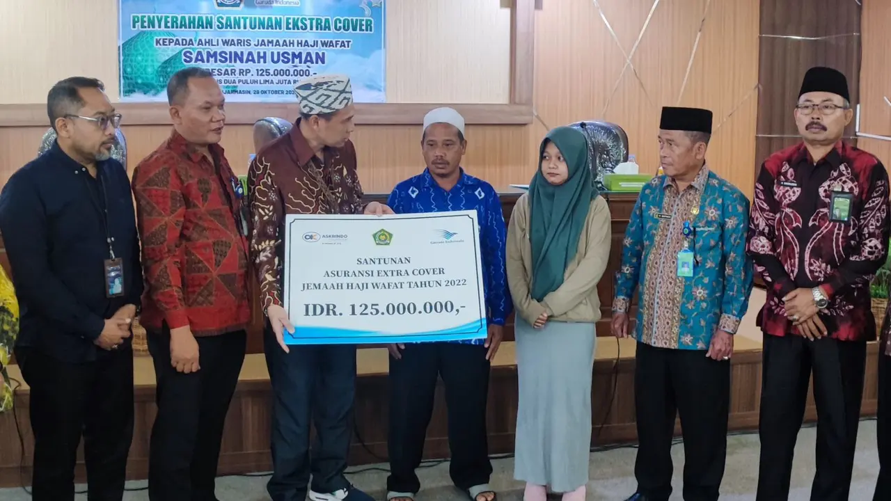 Askrindo melaksanakan penyaluran santunan (klaim) dari produk Asuransi Umum kepada 4 (empat) Jamaah haji