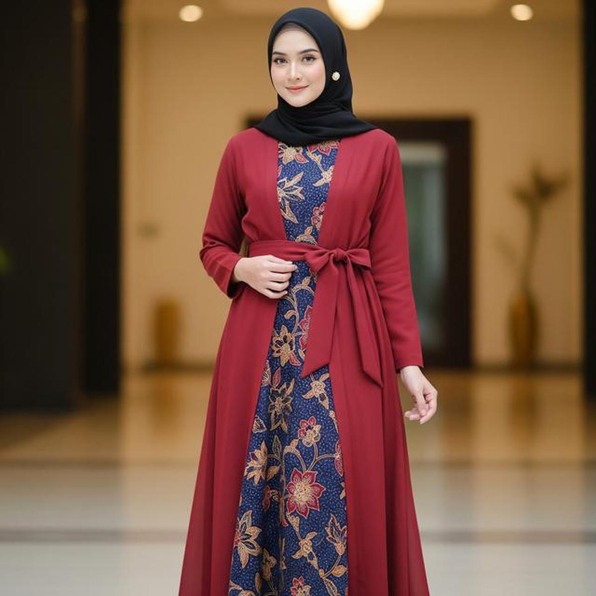 7 Model Gamis Batik dengan Outer Tunik, Gaya Syar'i yang Tetap Modis