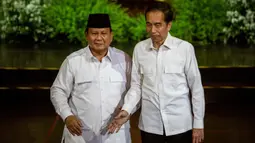 Acara puncak perayaan ulang tahun ke-17 Partai Gerindra dihadiri sejumlah tokoh politik, salah satu di antaranya adalah Presiden Republik Indonesia ke-7 Joko Widodo. (ADITYA AJI/AFP)
