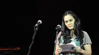 Aksi Ine Febriyanti di panggung Konser Kebangsaan “Langkah Sang Pemimpin”, Jakarta, Senin (23/06/14). (Liputan6.com/Panji Diksana)