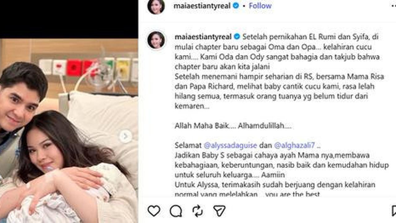 Maia Estianty Bahagia Sambut Cucu Pertama, Puji Perjuangan Alyssa Daguise Melahirkan Secara Normal