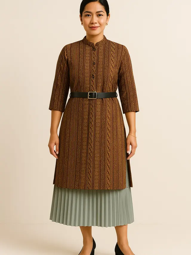 Model Baju Batik Tunik Bawahan Rok Plisket (Foto: ChatGPT)