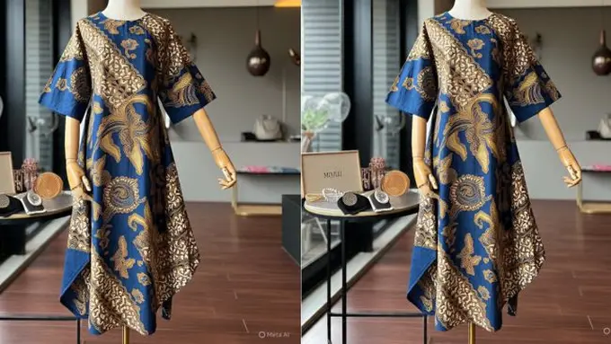 Ilustrasi Midi Dress Batik (Sumber: Meta AI)