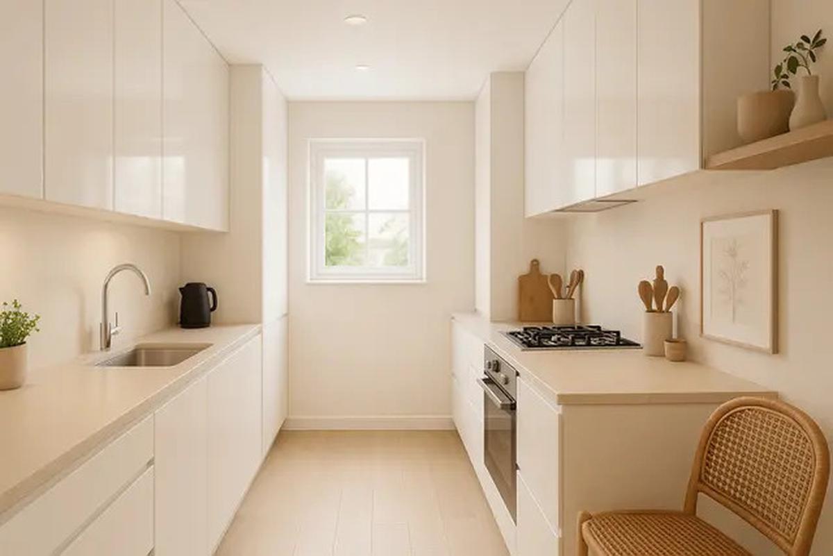 8 Desain Dapur Kecil Memanjang ke Samping, Solusi Ruang Terbatas yang Tetap Estetik di 2025
