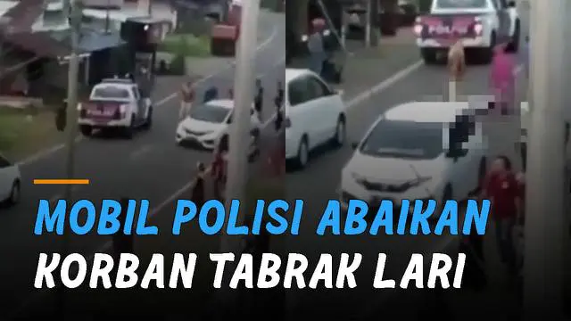 Sebuah rekaman mobil patwal polisi yang diduga menghiraukan korban tabrak lari di jalan viral di media sosial.