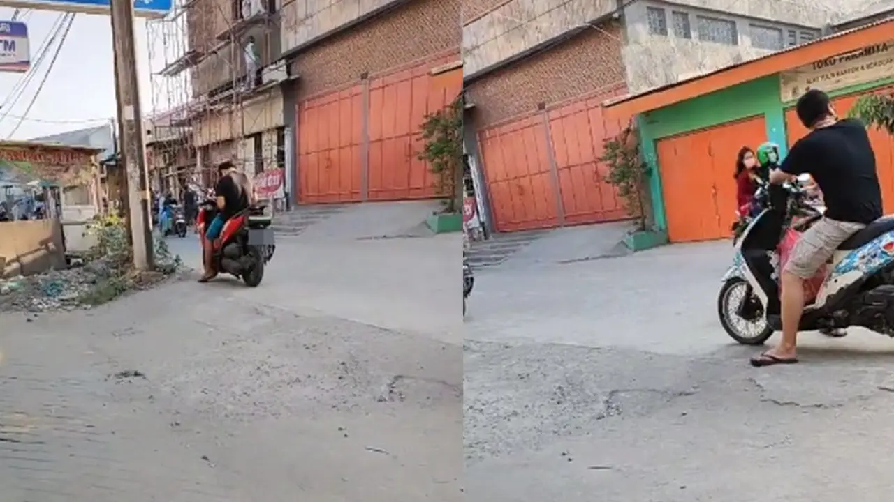 Pemotor parkir di pinggir jalan (TikTok/@nurofik999)