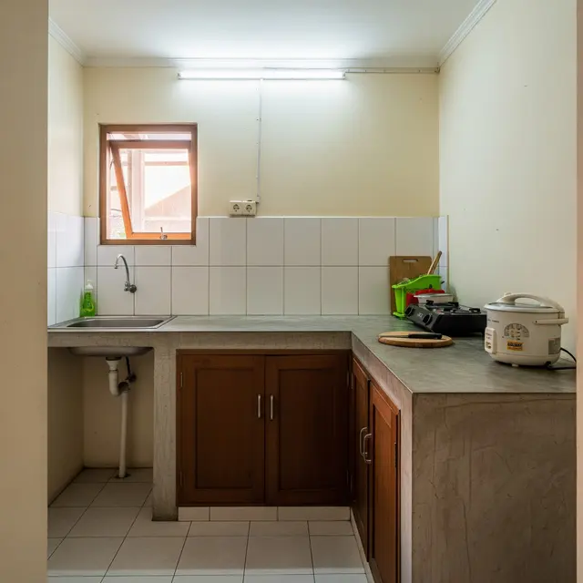 9 Model Dapur Rumah Kontrakan Sempit 1,5x2 Meter dengan Meja Cor Sederhana