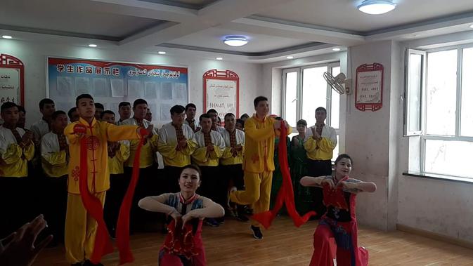 Suasana di pusat pelatihan vokasional Shule, di Shule County, Prefektur Kashgar, Xinjiang (Rizki Akbar Hasan / Liputan6.com)