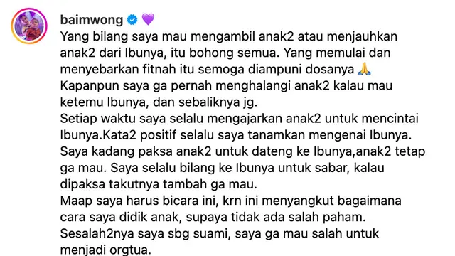 Unggahan Baim Wong. (Foto: Dok. Instagram @baimwong)