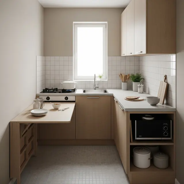 9 Model Dapur Sempit 2x1 Meter dengan Kompor Tanam dan Meja Lipat, Jadi Fungsional