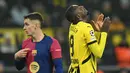 Borussia Dortmund berhasil menyamakan kedudukan lewat gol dari titik putih yang dicetak Serhou Guirassy pada menit ke-60. (INA FASSBENDER/AFP)
