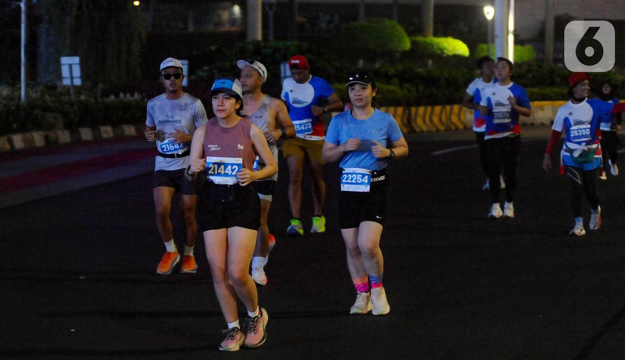 Jakarta International Marathon (JAKIM) 2024 terdiri atas tiga kategori, diantaranya 10K, Half Marathon, dan Marathon. (merdeka.com/Arie Basuki)