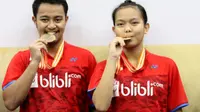 Indonesia berhasil meraih emas di Kejuaraan Asia Junior 2017 dari nomor ganda campuran melalui Rehan Naufal Kusharjanto/Siti Fadia Silva Ramadhanti pada final yang digelar, Minggu (30/7/2017) (dok. PBSI)