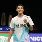 Jojo-sapaan akrab Jonatan Christie usai mengalahkan wakil Malaysia, Lee Zii Jia dua gim langsung 21-11, 21-6 pada perempat final Badminton Asia Championship 2024. (PBSI)