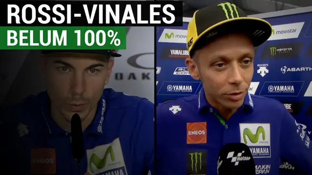 Berita video komentar duo pebalap Movistar Yamaha, Valentino Rossi dan Maverick Vinales, sebelum sesi latihan bebas untuk balapan MotoGP Italia musim 2017. Rossi dan Vinales sama-sama mengaku belum 100 persen. Namun, soal persentase tersebut masing-m...