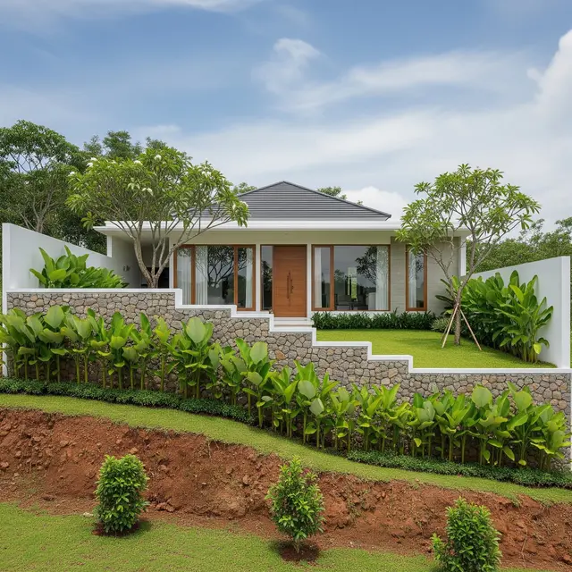 9 Desain Pagar Rumah untuk Lahan Miring, Aman dan Estetis