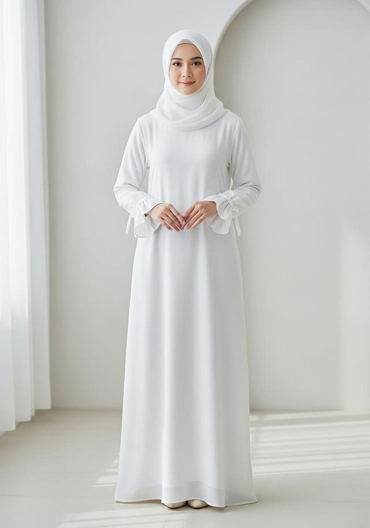 9 Model Gamis Putih Simple dan Elegan untuk Acara Syukuran, Tampil Anggun dan Bersahaja