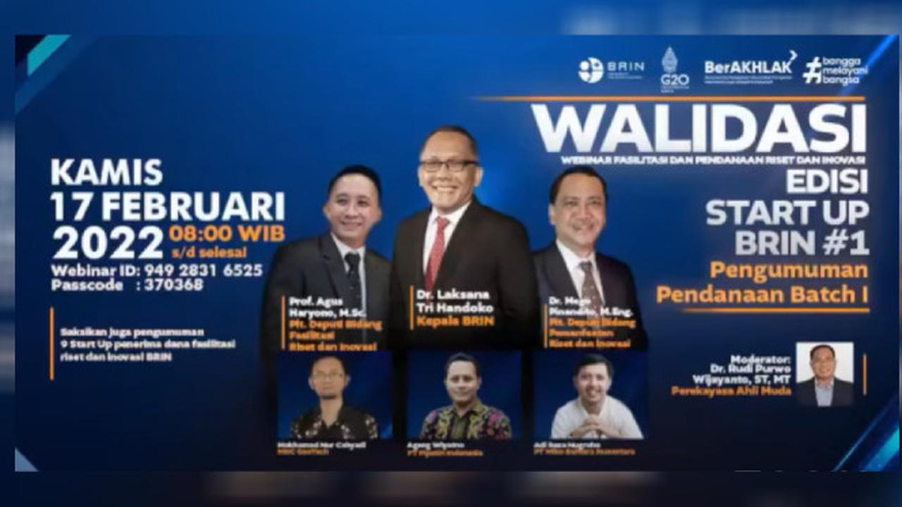 Webinar Fasilitasi dan Pendanaan Riset dan Inovasi Edisi Startup BRIN