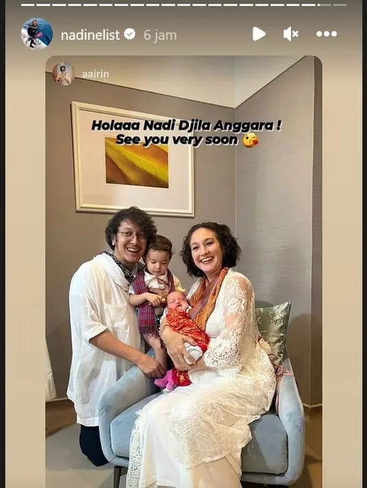 Perempuan kelahiran Hannover, Jerman 39 tahun silam itu melahirkan anak keduanya melalui caesar di RS Pondok Indah. [Instagram/nadinelist/dimsanggara]