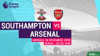 Jadwal Premier League 2018-2019 pekan ke-17, Southampton vs Arsenal. (Bola.com/Dody Iryawan)